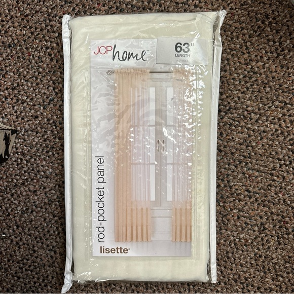 NEW Vintage JC PENNEY HOME COLLECTION LISETTE CURTAIN PANEL CREAM 60" X 63” - Picture 2 of 4